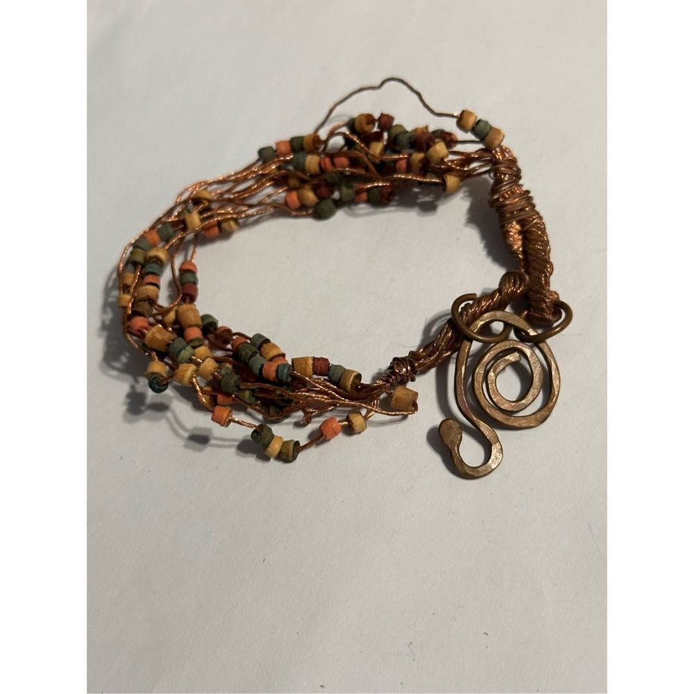 Vintage bead Eye Copper Bracelet good Condition